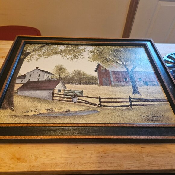 the old spring house framed print by artist Billy Jacobs a farm scene - Picture 2 of 6